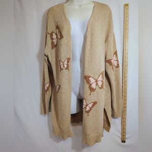 Butterfly Patterned Tan Sweater/Jacket
